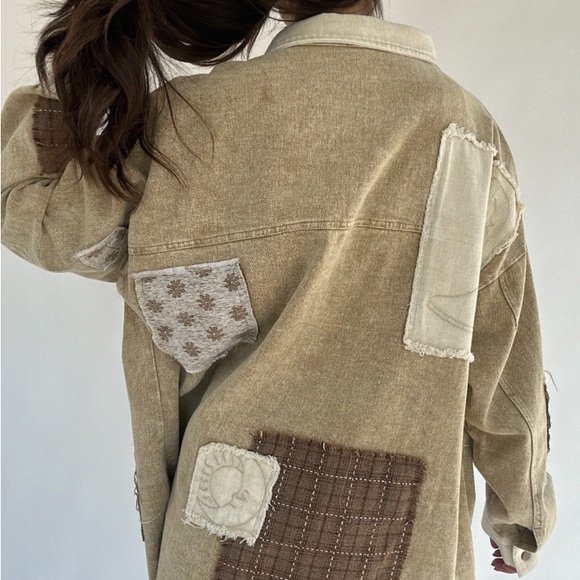 Oli & Hali Honey Beige Western Patch Jacket Oversized Small EUC - Picture 5 of 10